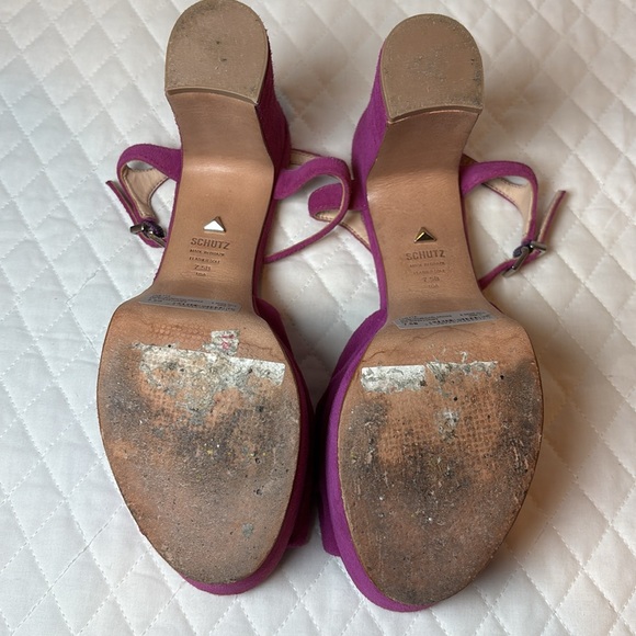 Schutz Thalyta Platform Heels Purple Suede Size 7.5B - Picture 9 of 12